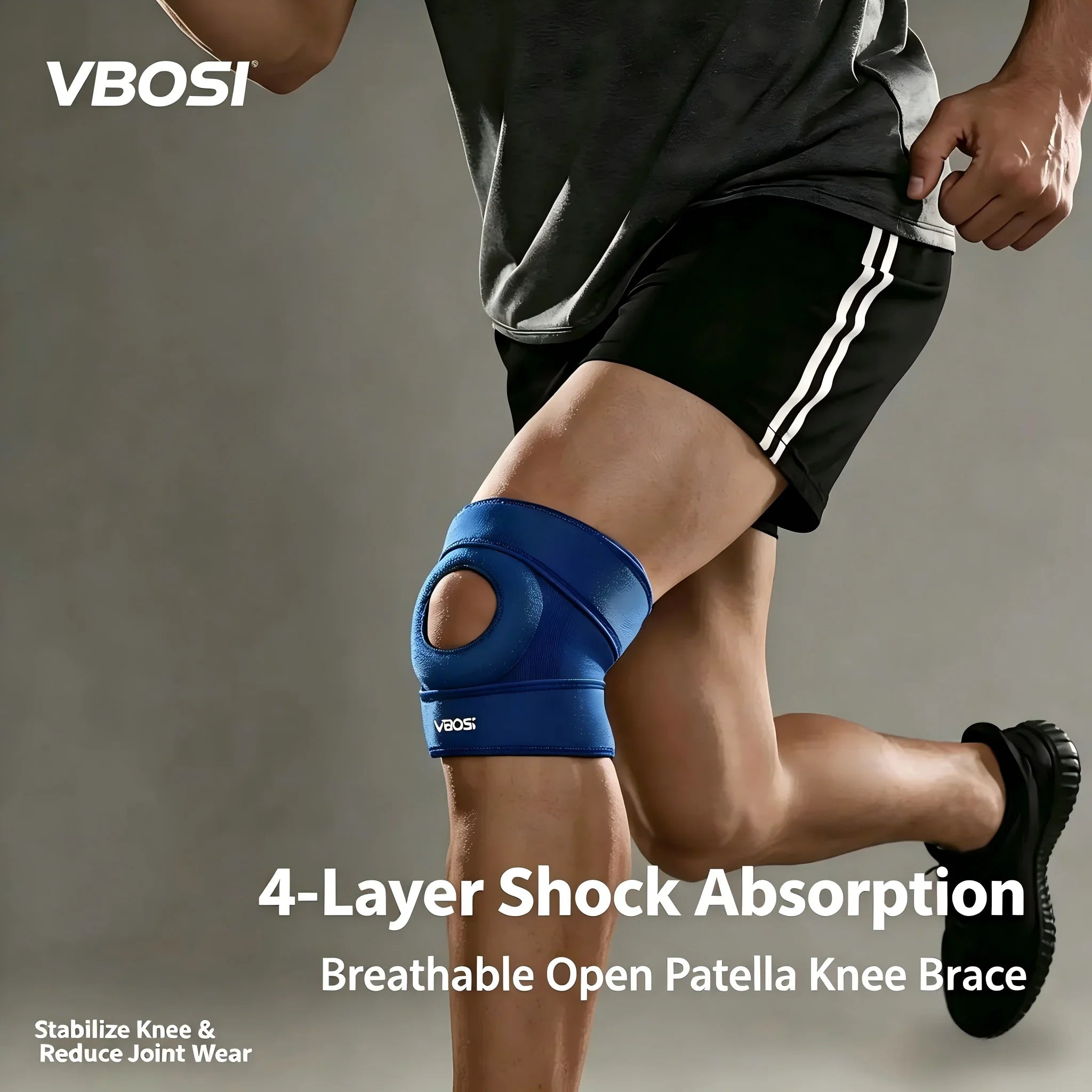 1PC Adjustable Knee Brace Patella Support - Open Patella Design for Knee Pain Arthritis Meniscus Relief Sports Basketball Runnin