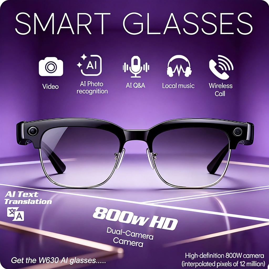 AI Smart Glasses with 8K Camera - Black Bluetooth Mixed Reality Headset Tidesmit