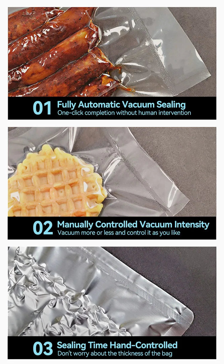 Vacuum Packaging Machine for Food Plastic Bags Sealer Sealing Machine Mylar Bags Kitchen Packer Automatic Manual Modes Home Appl