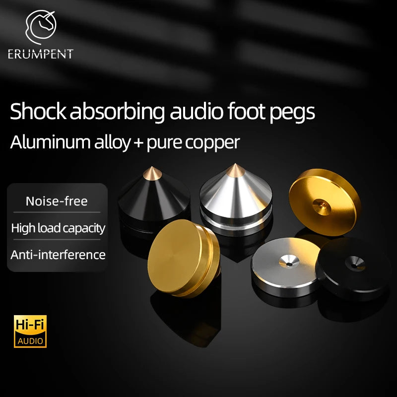 ERUMPENT 4PCS  HiFi Speaker HiFi Audio Speaker Stand Spikes Hi-end Amplifier Feet Pad Shock-absorbing Pins Pads for Sound CD