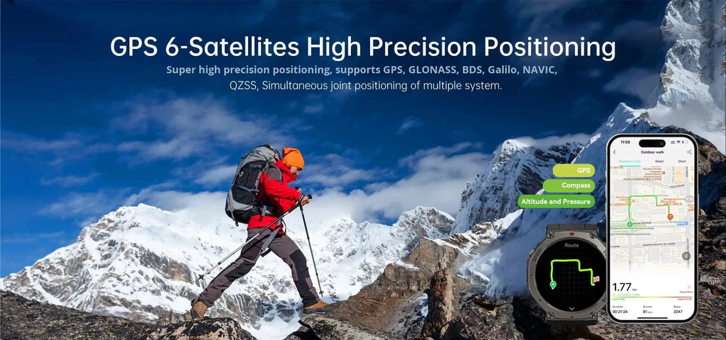 YLL-Dm58 Android Smart Watch AMOLED Screen for Answer Calls GPS Altitude Barometric Compass 5ATM Waterproof NFC Sleep