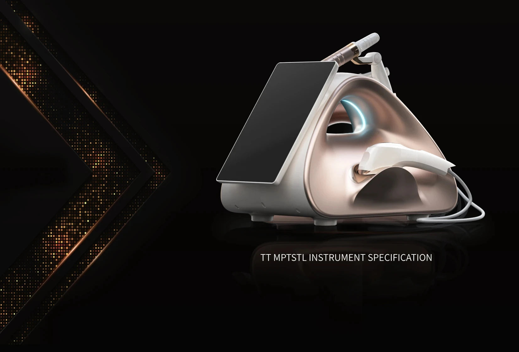 Professional 12D facial lift and skin firming machine in rose gold with touch screen and handheld treatment probes.