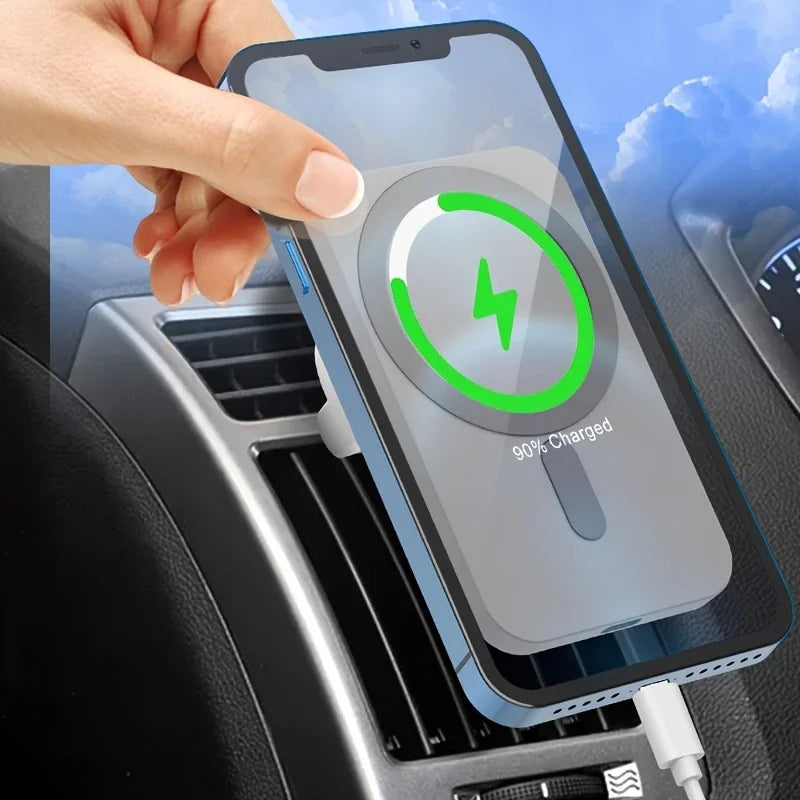 Magnetic Wireless Car Charger for iPhone 12-17 | Qi Certified Fast Charge Tidesmit