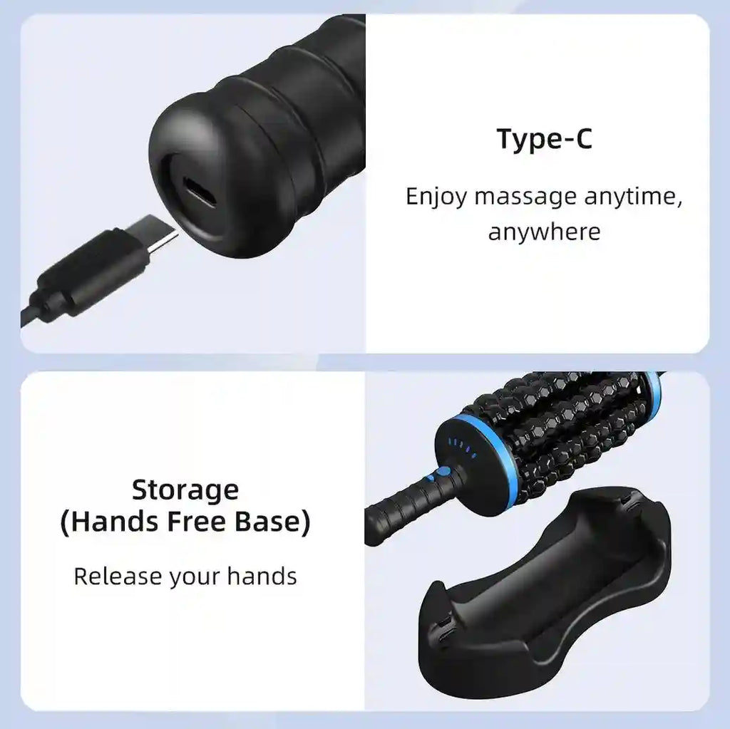 Tidesmit Electric Massage Roller | Deep Tissue Muscle Recovery | Black Massage Roller Tidesmit