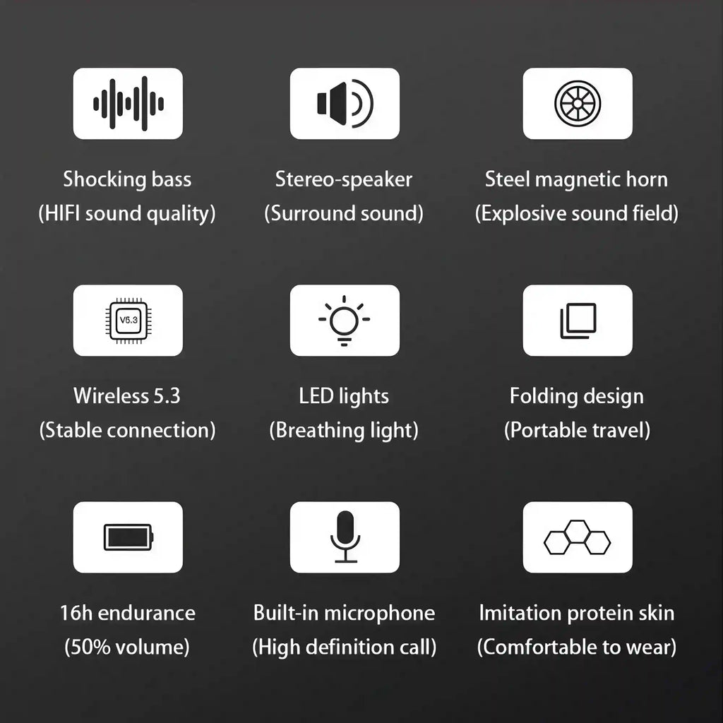 Wireless Foldable Over-Ear Headphones with Active Noise Cancellation Tidesmit
