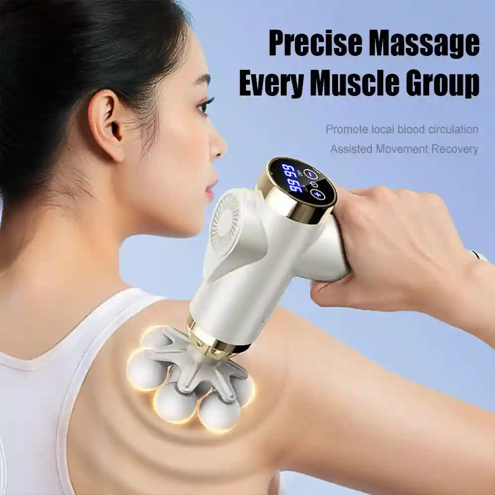 Electric Massage Gun - 9-Speed Deep Tissue Muscle Recovery Tool White Fascia Gun Tidesmit