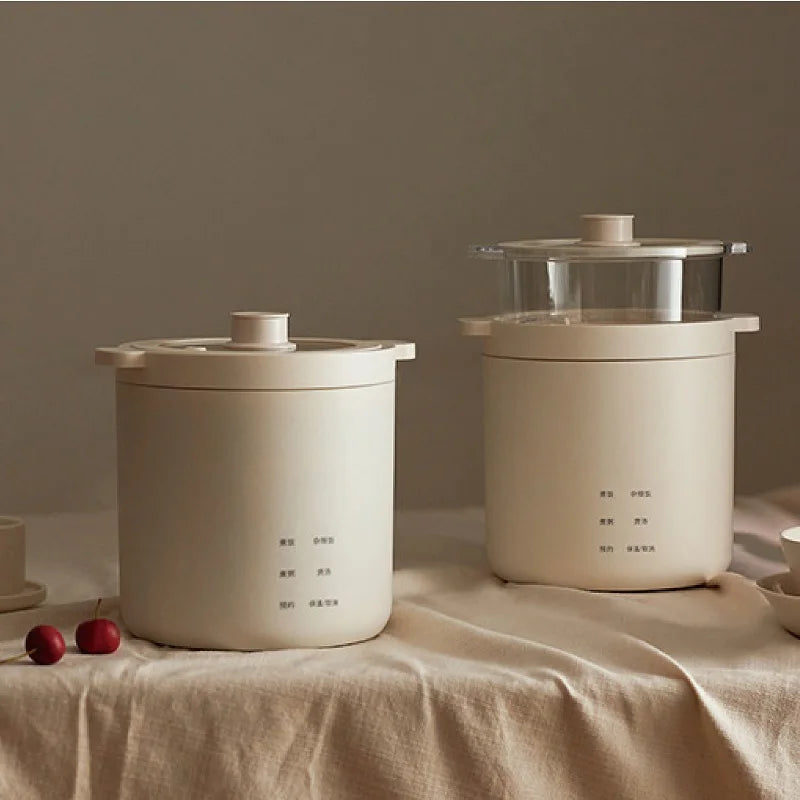 1.2L white electric rice cooker with ceramic nonstick inner pot and lid
