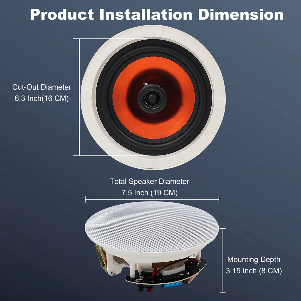 STUDIOFINIX 6.5 in 600W Flush Mount Ceiling Speakers For Home Theater, Living Rm Office, Kitchen, Study, Basement & Patio