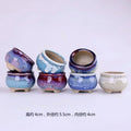 Mini ice-crack ceramic flowerpots, multicolor set; approx 4 cm tall