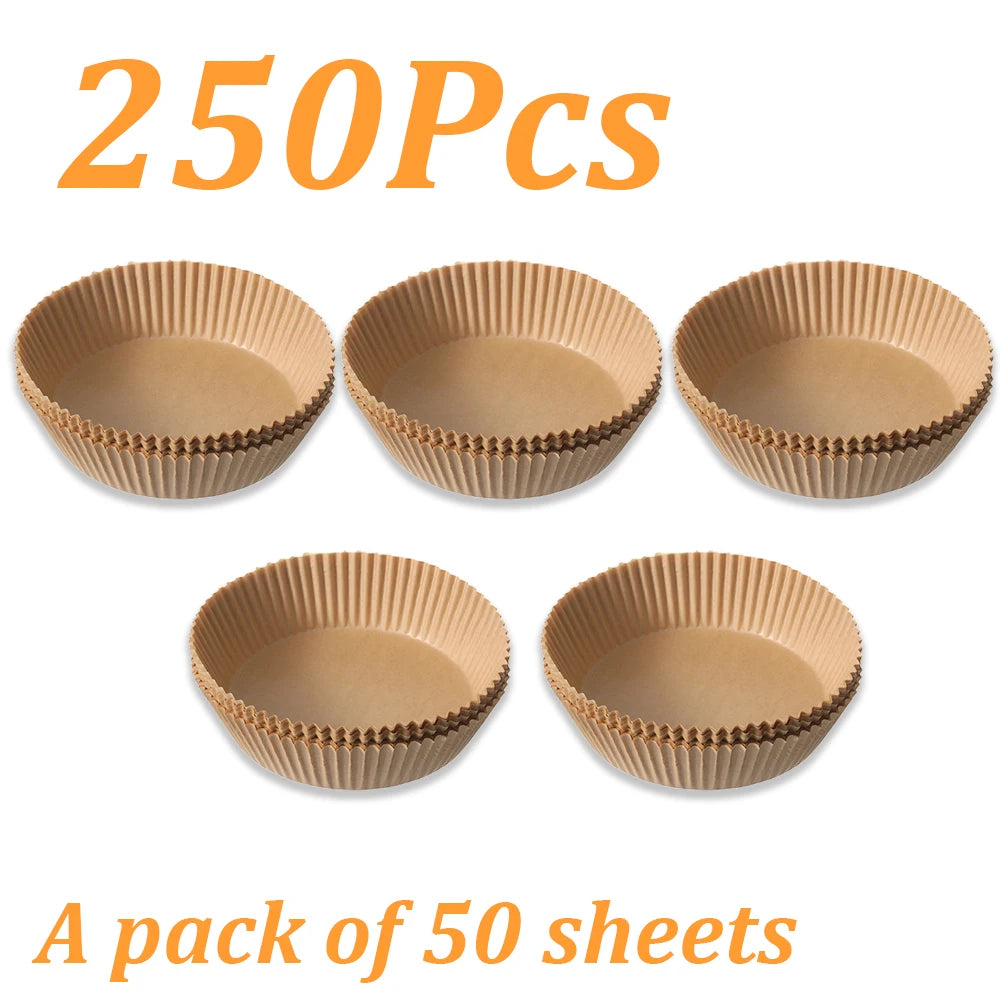 50-500Pcs Disposable Air Fryer Paper Oven Paper Nonstick Air Fryer Baking Paper Round Square Air Fryer Paper Kitchen Accessory