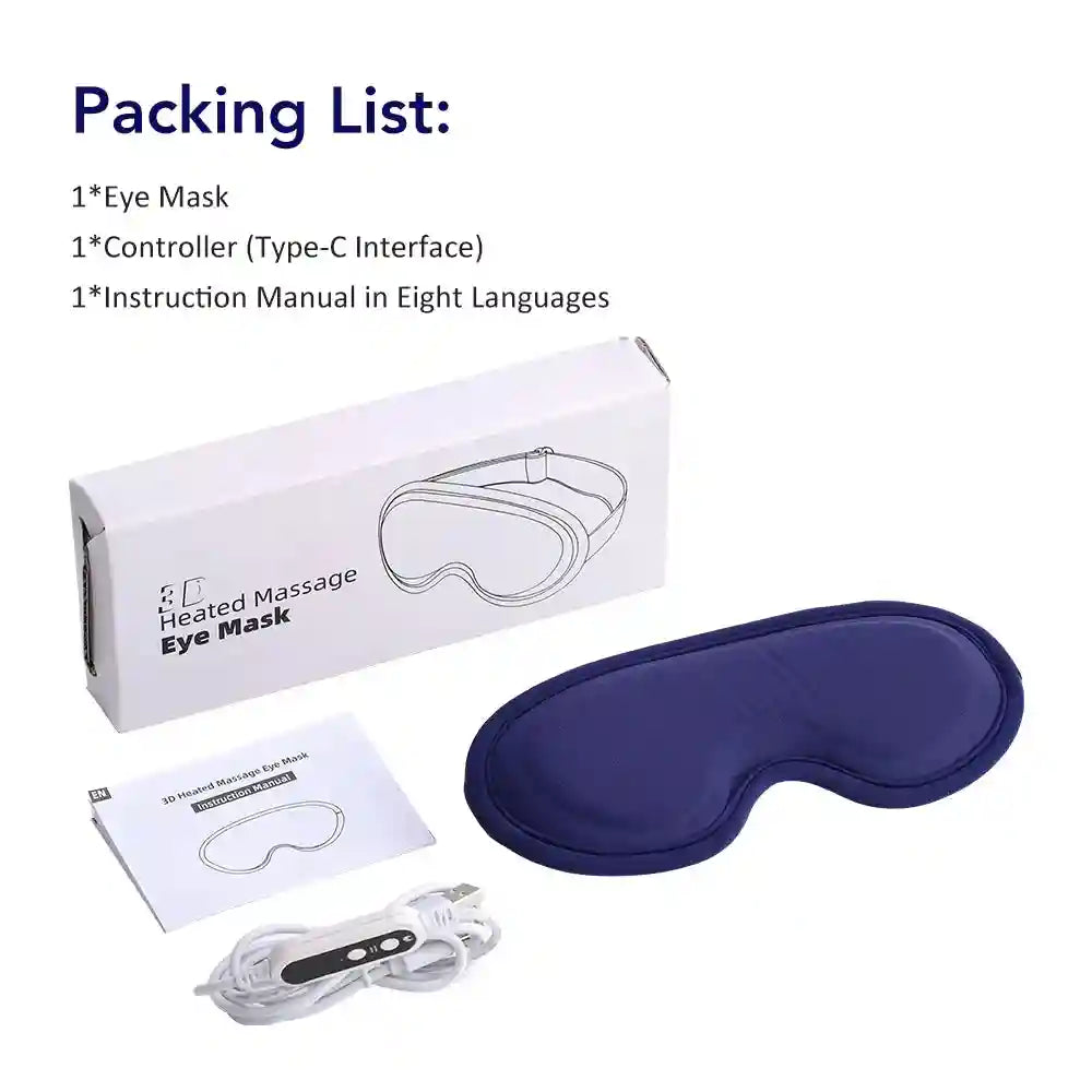 Electric Steam Eye Mask with 3D Vibration Massage - Blue Eye Massage Instrument Tidesmit