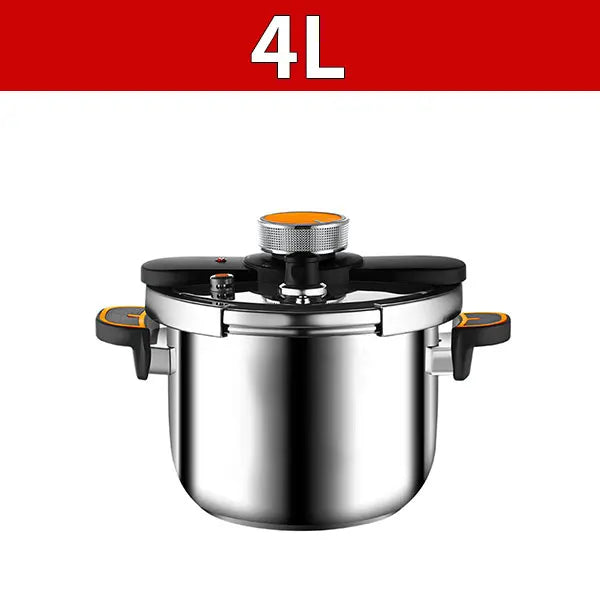 4L stainless steel pressure cooker with black lid and safety locking valve