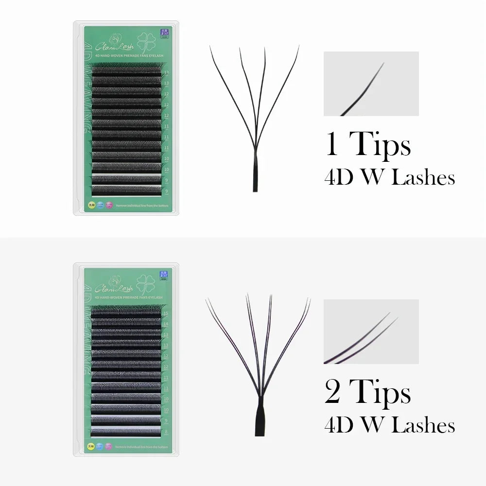 GLAMLASH 4D5D W Shaped Eyelash Extension Premade Volume Fans W Style Lashes Faux Mink Soft Easy Faning Natural Lashes False Eyelashes Tidesmit