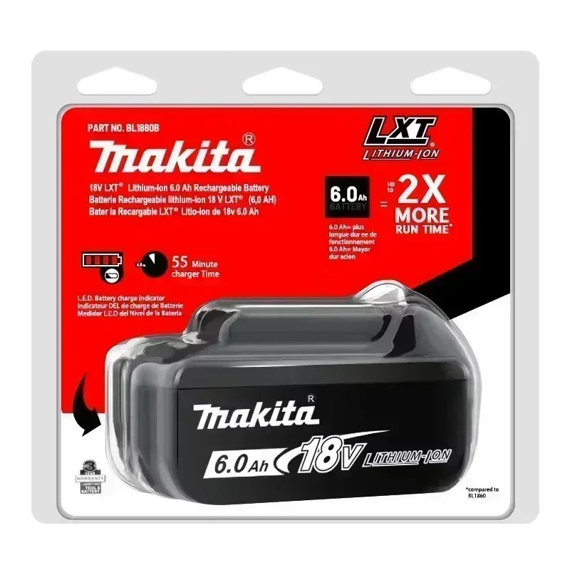 Original Makita Battery, 18V 6.0Ah Rechargeable Battery Power Tool BL1830 BL1840、BL1850、BL1860B、 Makita 18V
