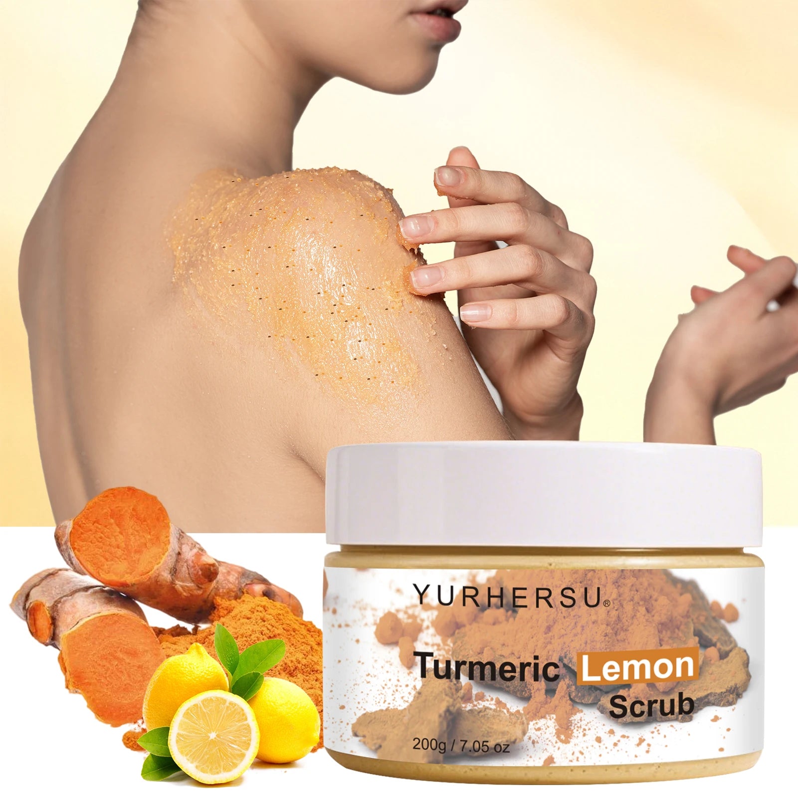Turmeric Vitamin C Exfoliation scrub Moisturizing Collagen Hyaluronic Acid scrub Skin Care Cosmetics 200g