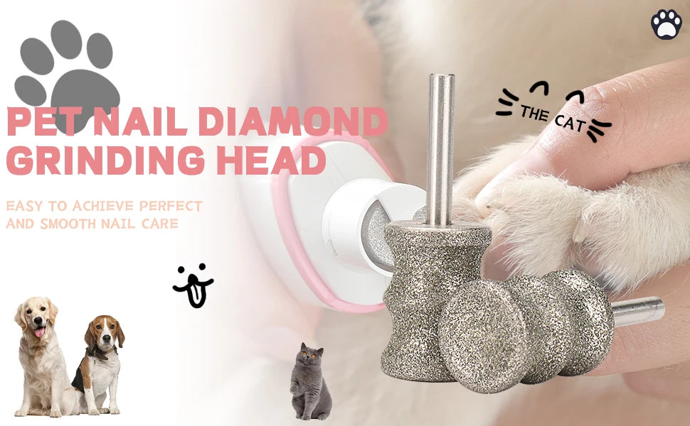 2pcs diamond dog nail grinder replacement heads for smooth, easy pet paw grooming and safe nail trimming.