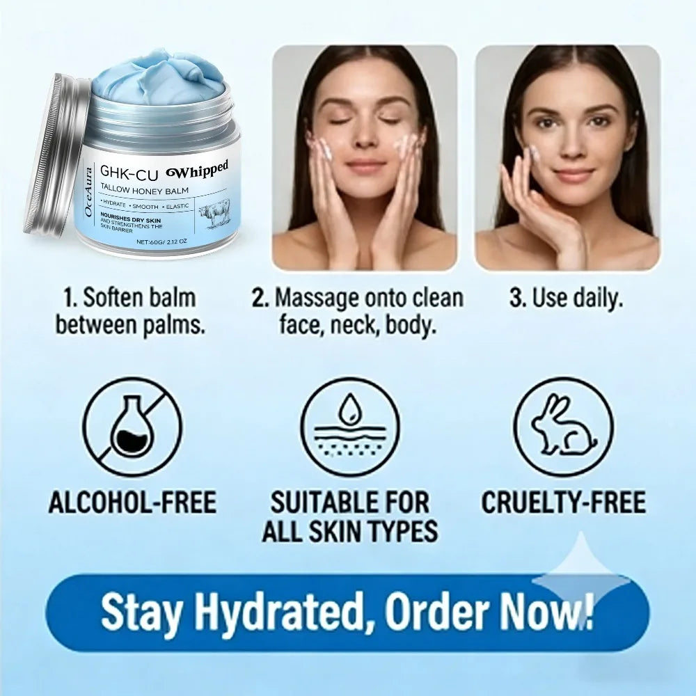Tidesmit Copper Peptides PDRN GHK-Cu beef tallow blue balm moisturizer for mature dry and sensitive skin texture view