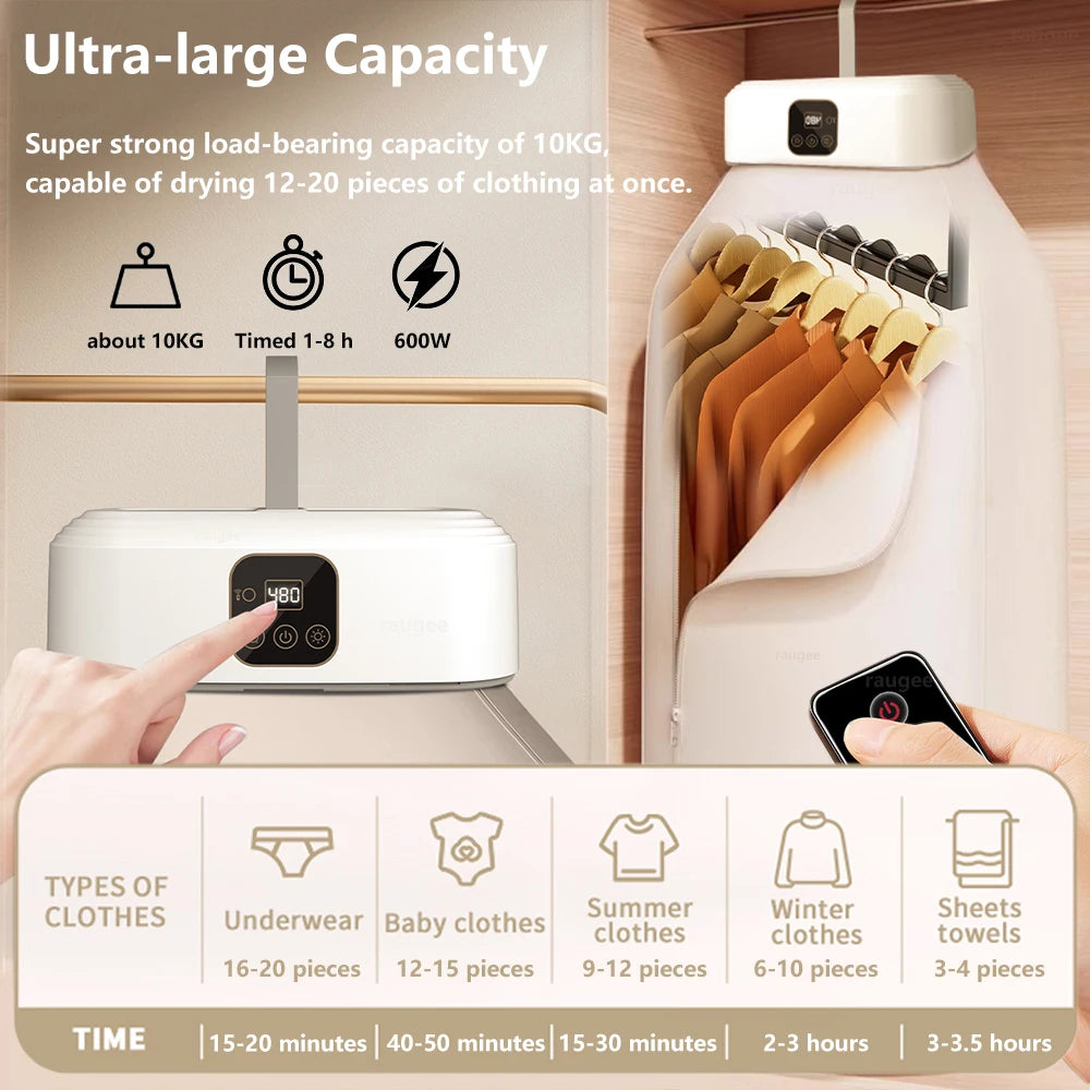 Tidesmit folding portable clothes dryer with UV sterilization technology showing compact laundry drying features
