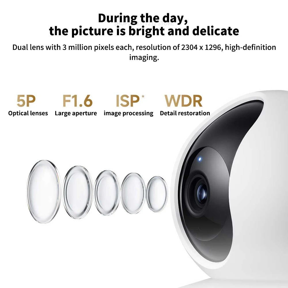 Xiaomi Smart Camera C300 Dual Lens PTZ 360° AI Detection 3 Million Pixels Full Color Night Vision WiFi 6 Home Security Mi Home C