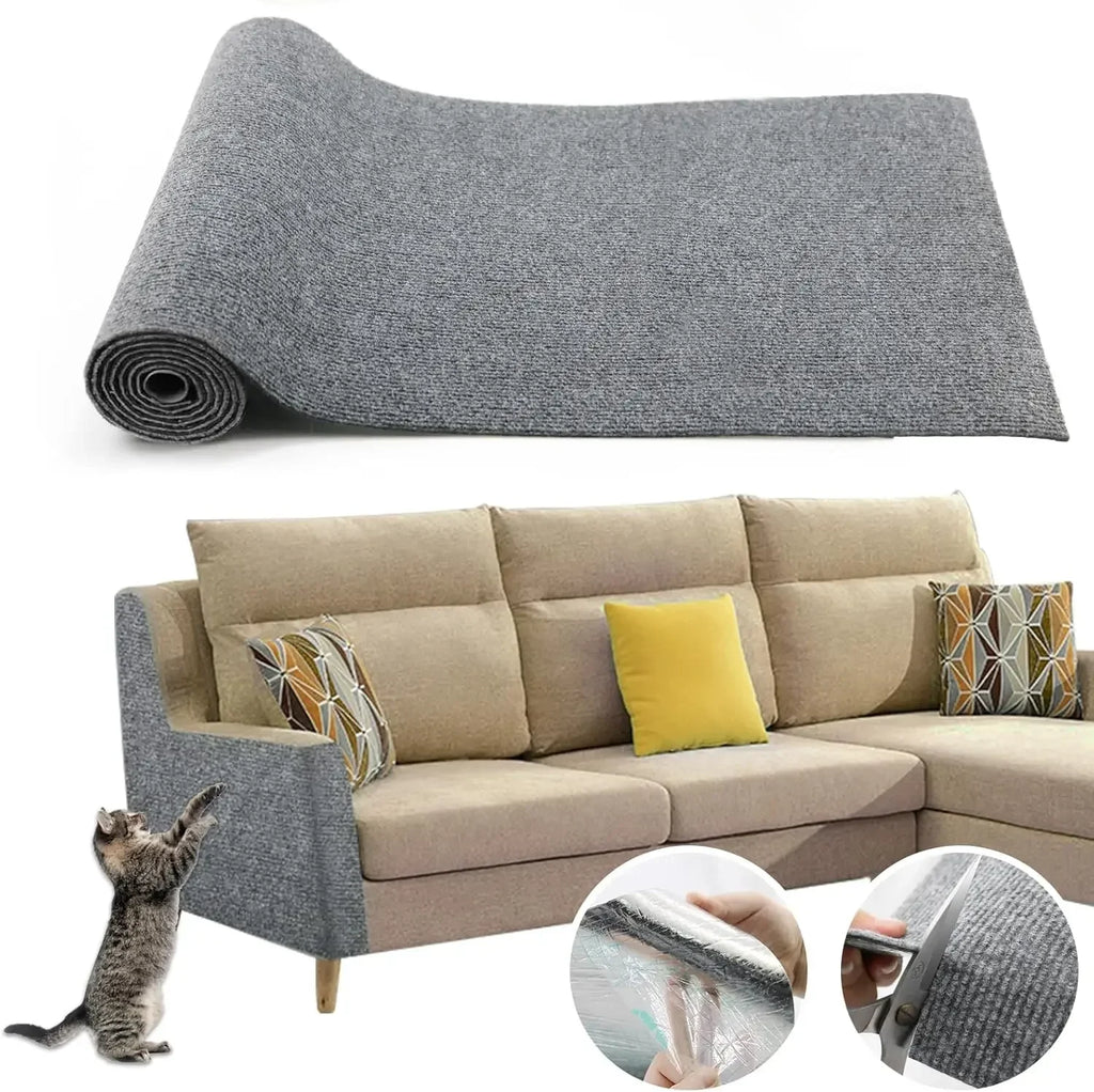 DIYSelf-Adhesive Cat Scratching Mat Trimmable Cat Carpet Cat Scratching Carpet Corner Wall Cat  Scratch Sofa Furniture Protector