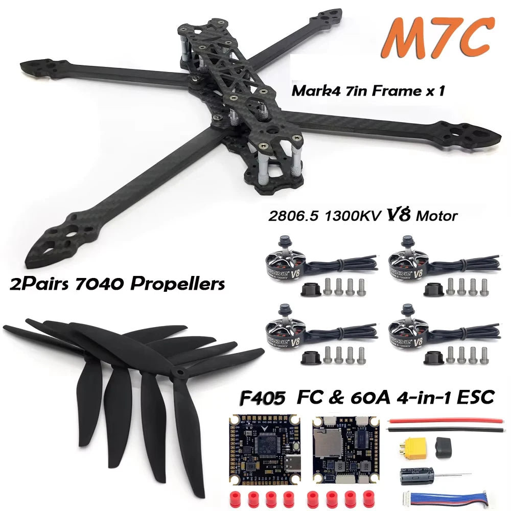 7 Inch FPV Drone DIY Kit Carbon Fiber Frame Brushless by Tidesmit Tidesmit