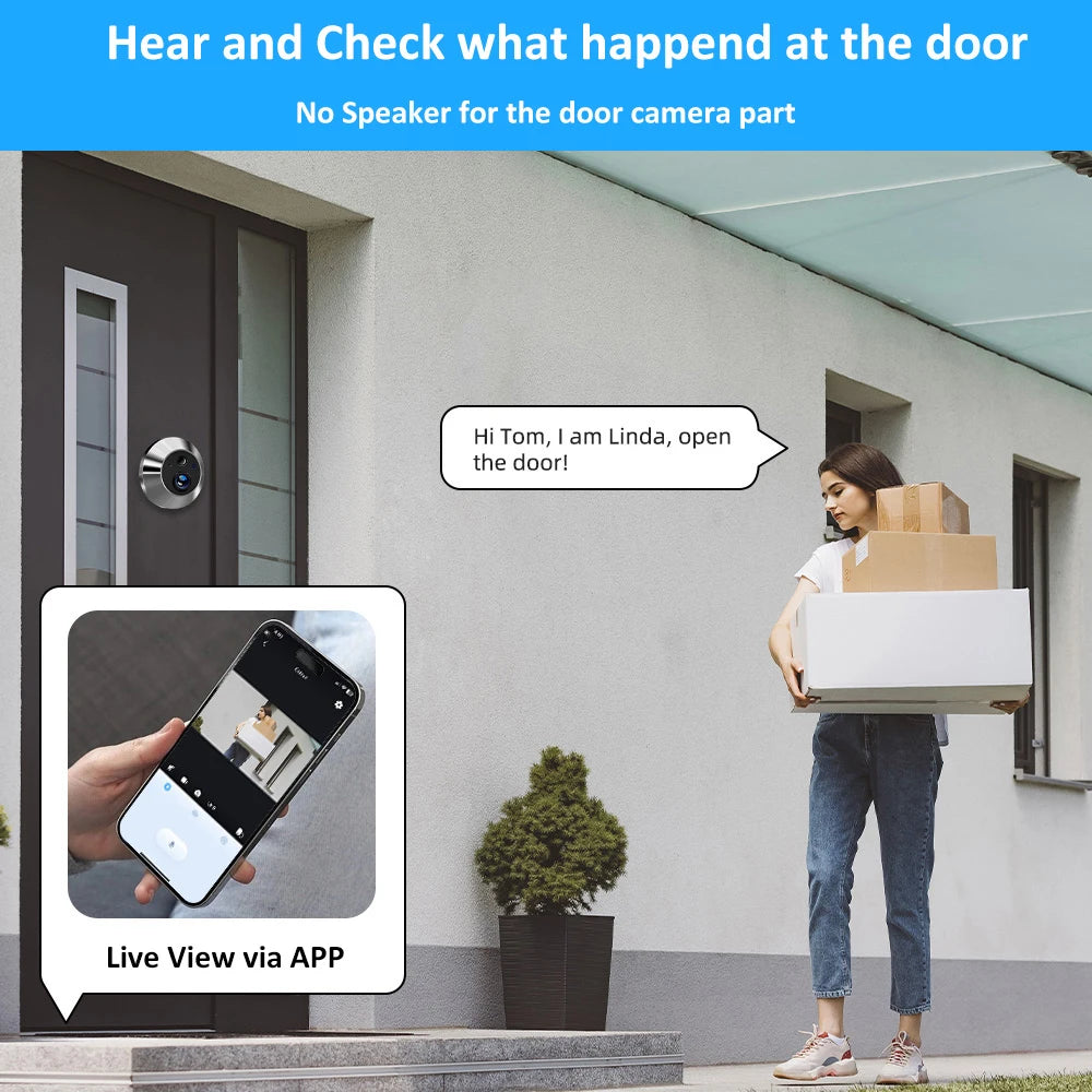 Tuya Smart 3MP WiFi Peephole Video Door Camera Security One-way Audio Night Vision 4.3' HD Video Door Camera