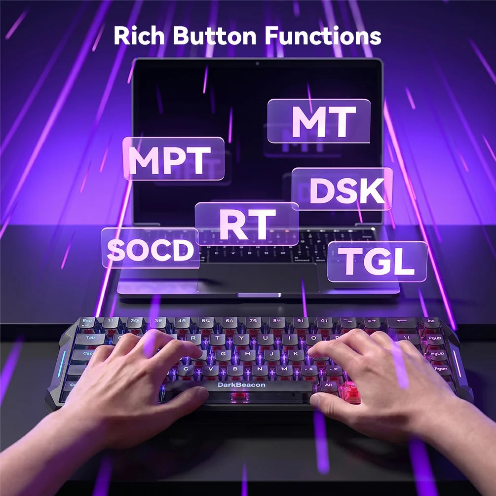 DarkBeacon 65% HE Magnetic Gaming Keyboard Flux 68 Wired RGB Hot Swappable Gasket Mount Structure Keyboards for Laptop PC Gamer