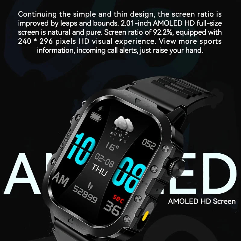 LAXASFIT 2026 New LED Smart Watch Men Bluetooth Calling Voice Control Multi Sport Modes Health Monitor Outdoor Smartwatch
