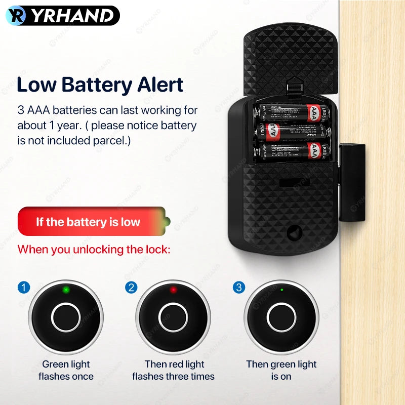 YRHAND Fingerprint Drawer fingerprint battery Cabinet lock Keyless electronic Smart wireless locker Lock for home and office