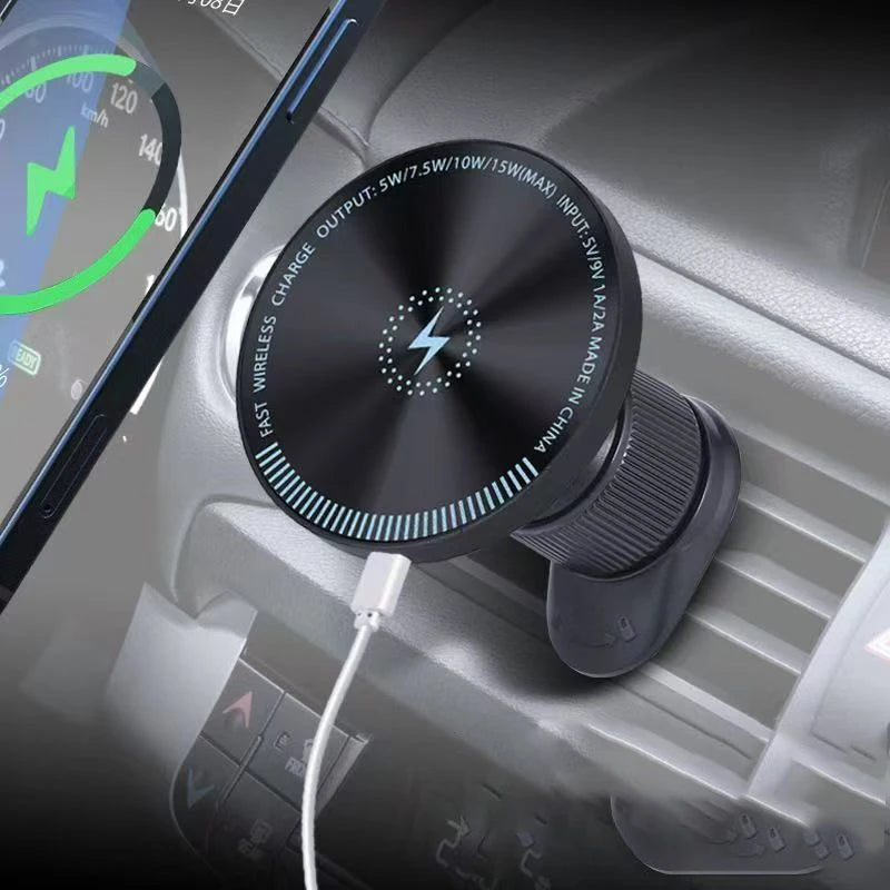 Magnetic Wireless Car Charger 15W - MagSafe Compatible Air Vent Mount Tidesmit