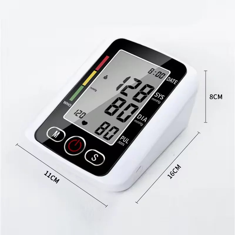 Upper Arm Blood Pressure Meter Automatic Tonometer BP Cuff Machine Medical Sphygmomanometer Home Tensiometer Digital BP Monitor