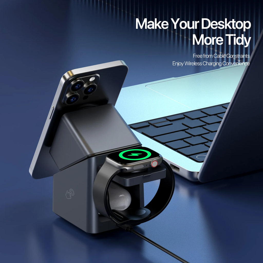 4 in 1 Wireless Charger: Qi Certified Fast Charging Station for Apple Tidesmit
