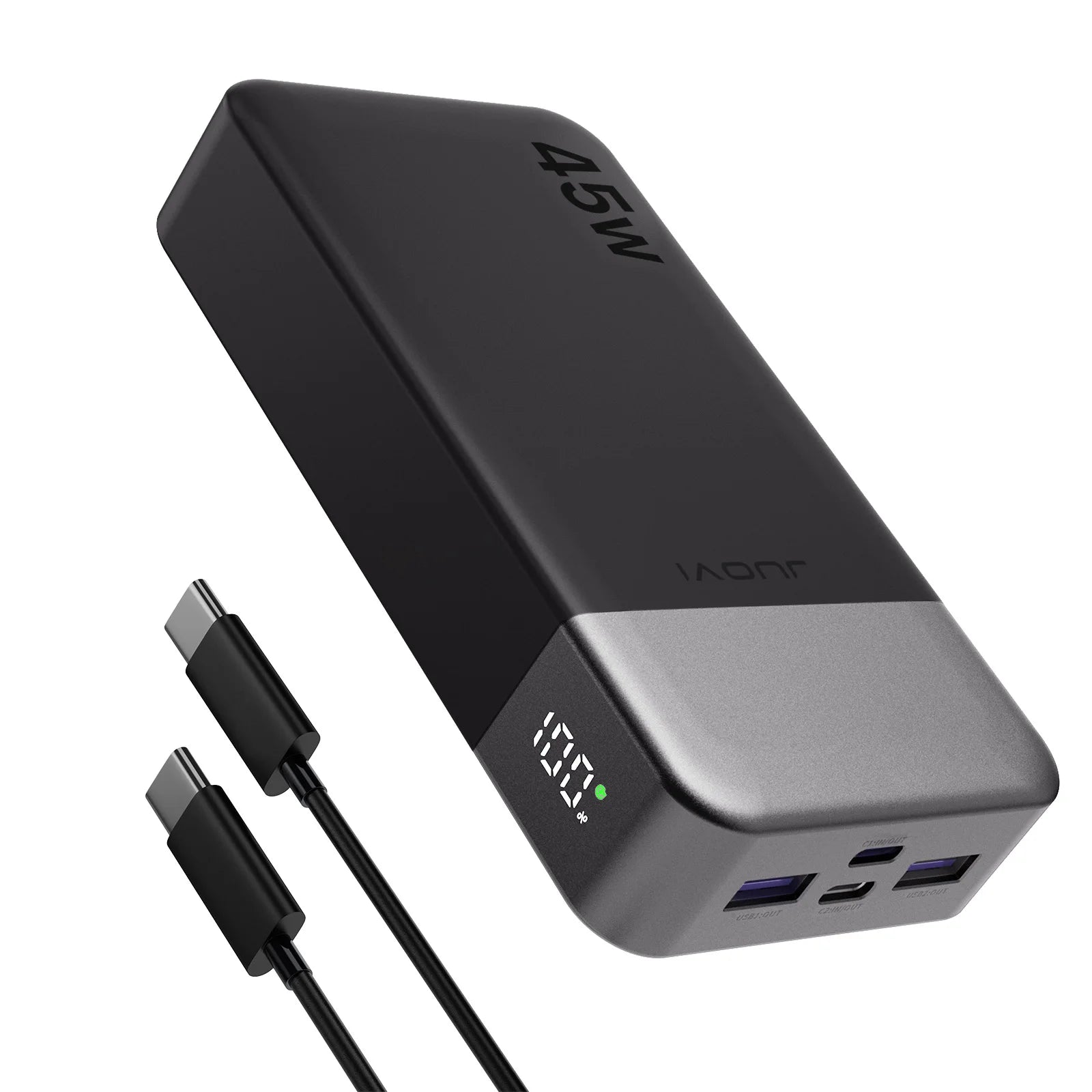 20000mAh Portable Charger - 45W Fast Charging Power Bank with LED black 20000mah Tidesmit