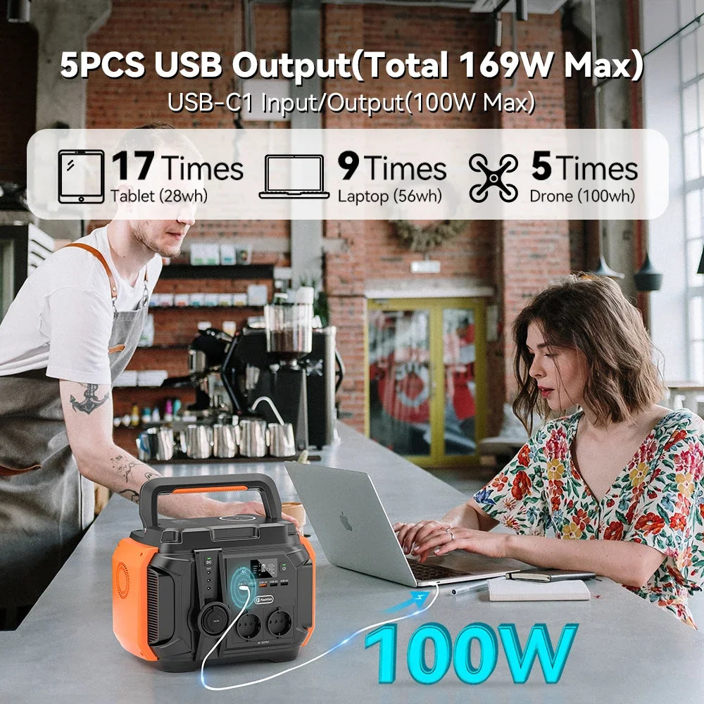 Portable Power Station 600W 540Wh Solar Generator for Outdoor Camping Tidesmit