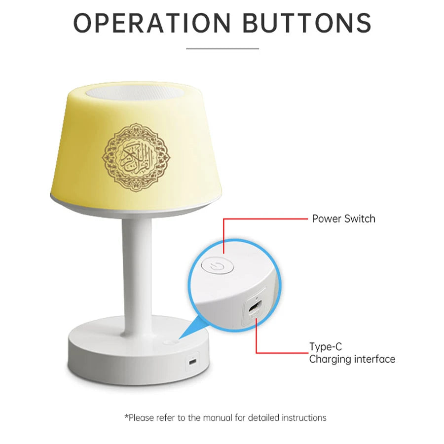 Koran Muslim Islamic Quran Ramadan Azan Arab Night Light Bright Lamp Wireless Bluetooth Speaker Portable Holy Music Islam Arabic