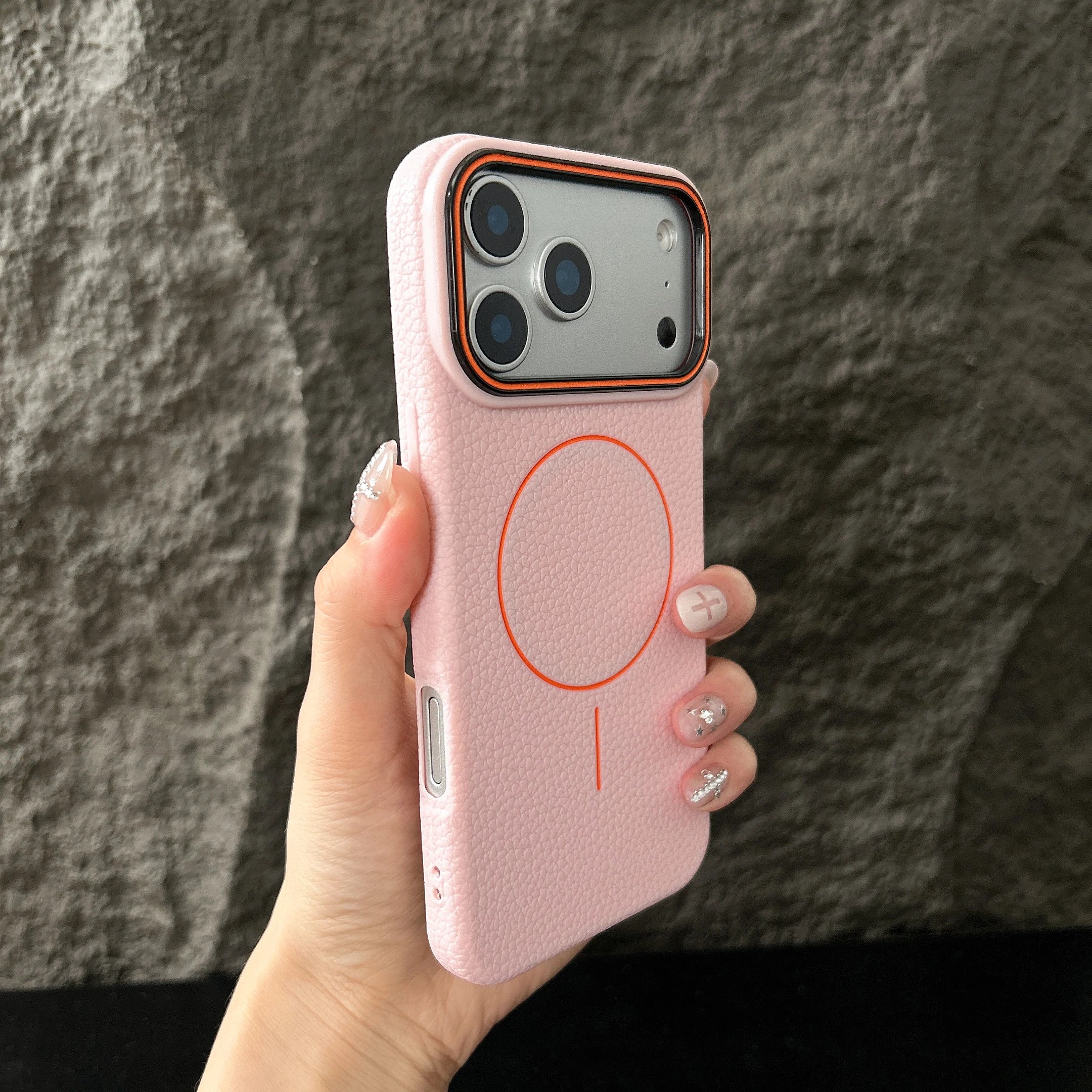 Magnetic iPhone Case with Lichee Pattern | Shock-Absorbing Slim TPU Cover Pink Tidesmit