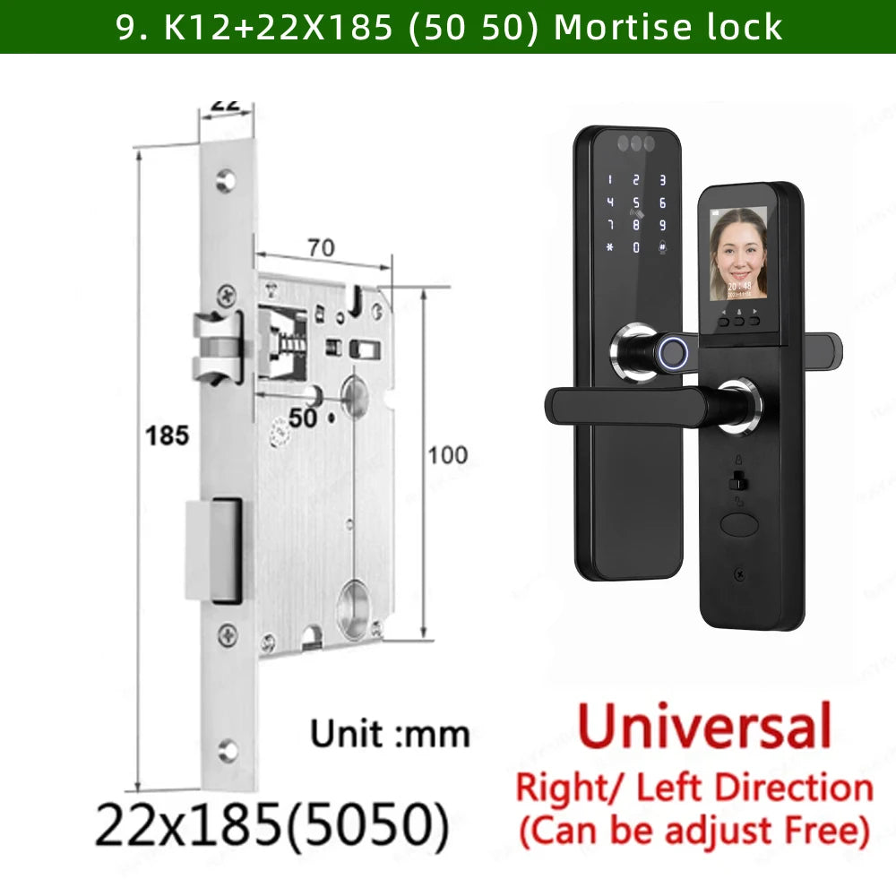 CDOK K12 Tuya WiFi smart door lock, remote unlocking, with cat-eye camera and face unlocking