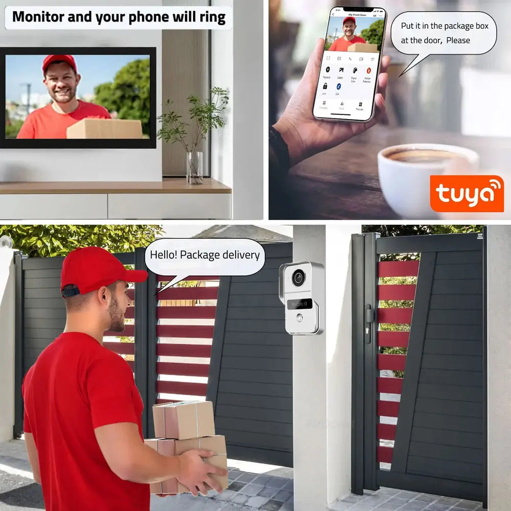 Home Smart Wireless WiFi Video Intercom Doorbell 2 10 inch Screen 1080P 2 Wires Video Doorphone System with Electric Strike Lock