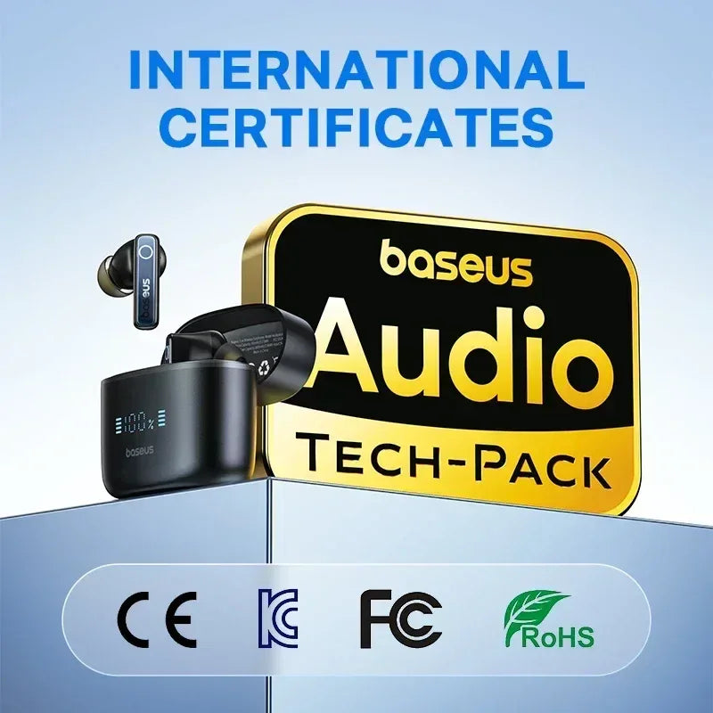 Baseus Bowie 30 Wireless Earphones 50dB Noise Reduction 65Hrs Long Playtime Bluetooth 5.3 Earbuds 6 Mics AI Call Clear Big Bass Tidesmit