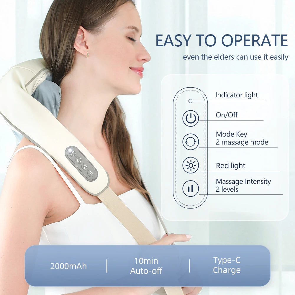 Back Massager Shawl with Heat - Rechargeable Deep Tissue Relief Device Back Massage Instrument Tidesmit