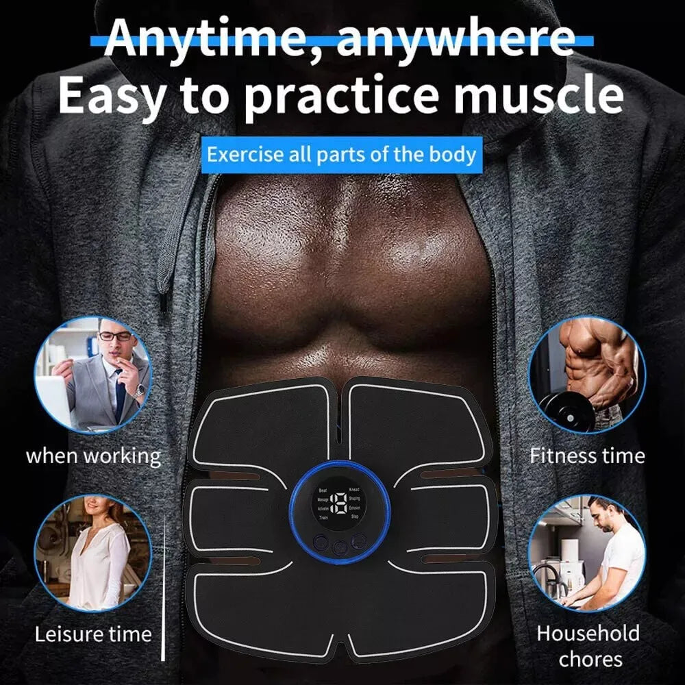 Electric Muscle Stimulator for Abs | Rechargeable Abdominal Toning Tool Body Shaping Massage Equipment Tidesmit