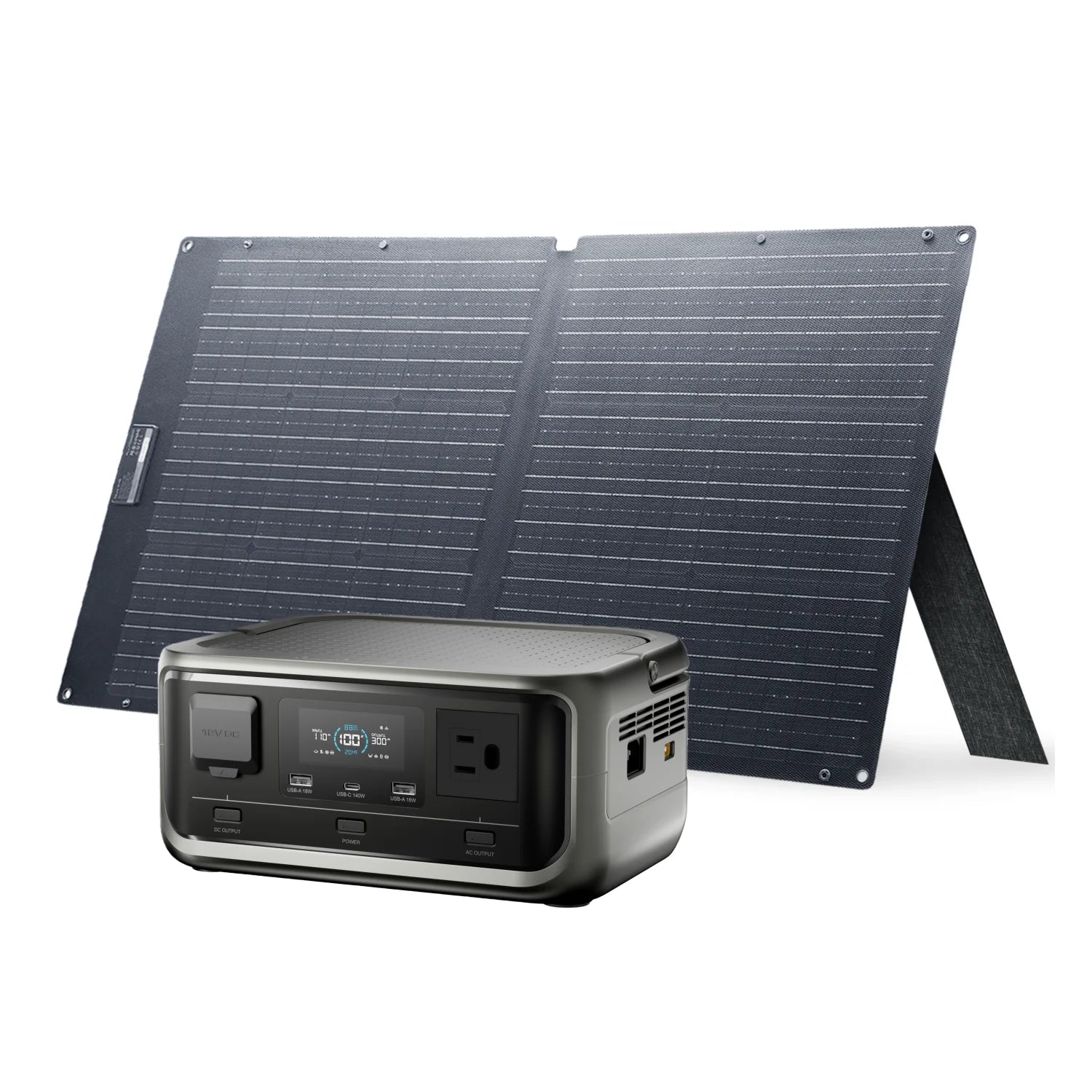 Portable Power Station 256Wh LiFePO4 with 100W Solar Panel Bundle VOLIX P300 with 100W Tidesmit