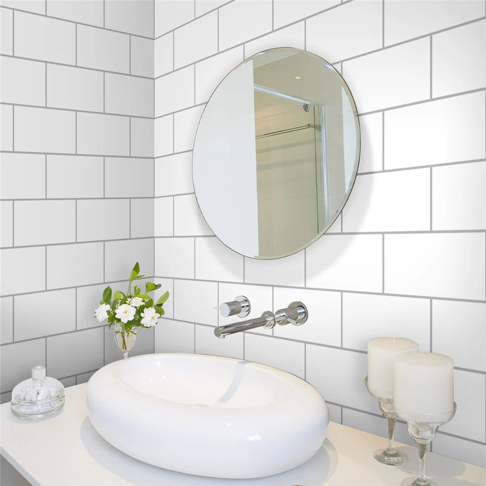 9/27/54PCS Pink Yellow Green Brick Tile Stickers For Kitchen Bathroom Wallpaper Waterproof Peel&Stick DIY Wall Sticker Home Deco