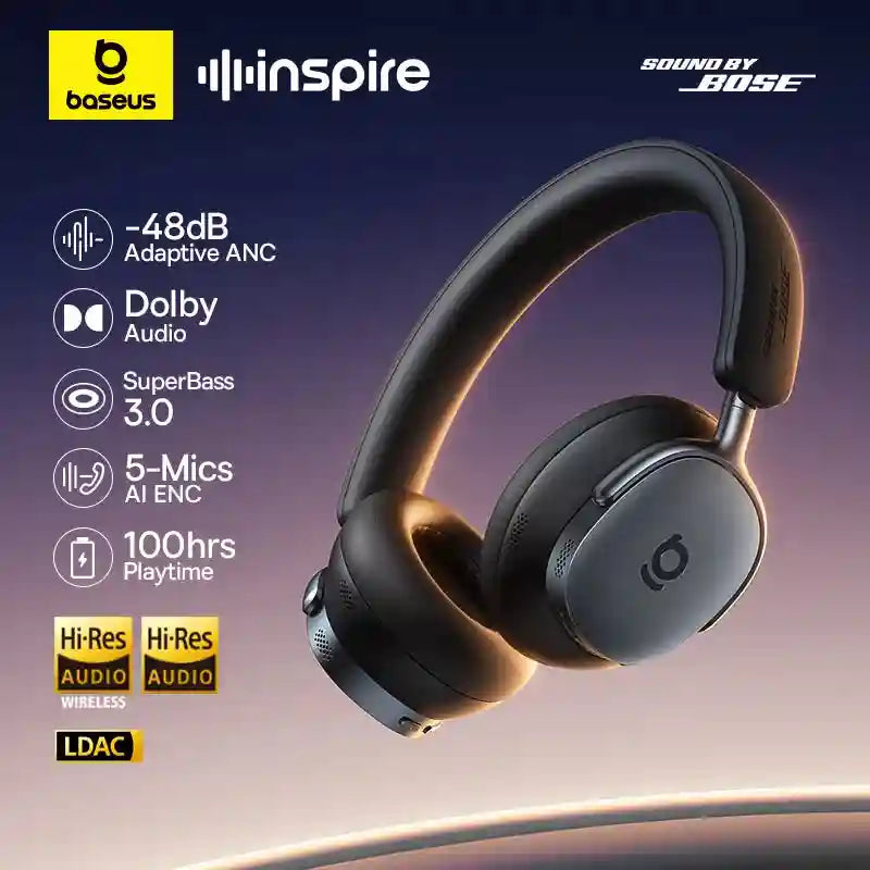Wireless Noise Cancelling Headphones: 100Hr Playtime - Over-Ear ANC Tidesmit