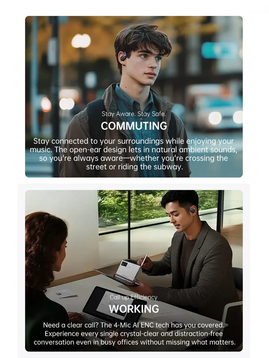 Baseus Bowie MF1/Eli 15i Fit Open-Ear Sport Wireless Earphones Bluetooth 5.4 EarHooks Big Bass Sport Earbuds 60Hrs Playtime Tidesmit