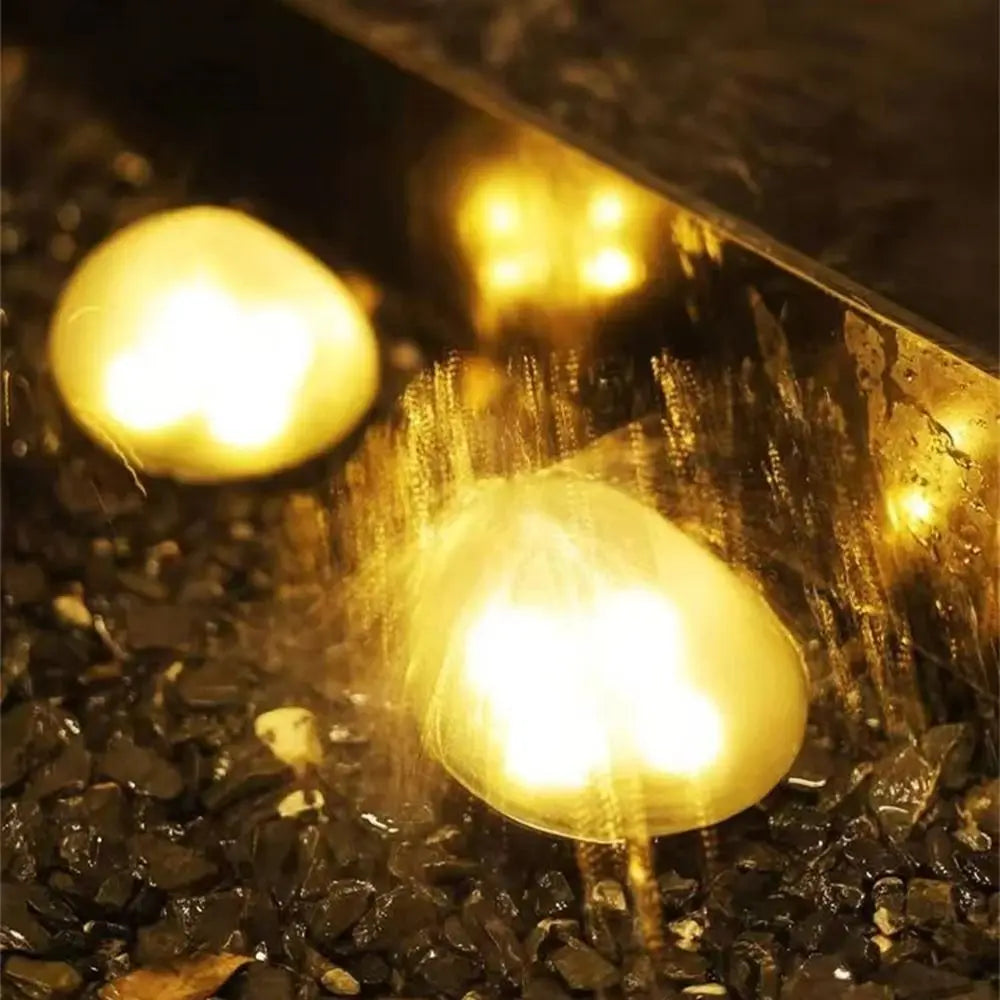 Solar Stone Light Frosted Glass Ground Lamp Outdoor Waterproof Lantern for Garden Green Light Lawn Courtyard Decorative Lamp