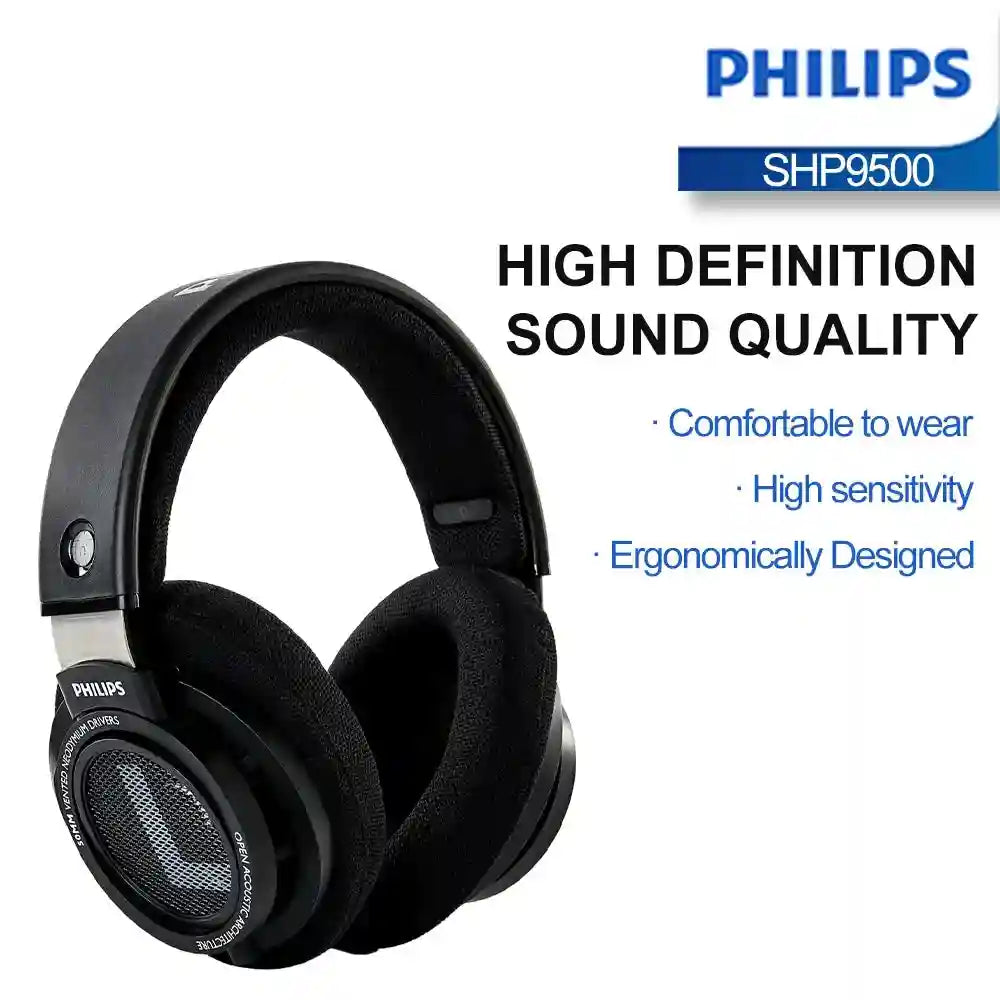 Wired HiFi Open Back Studio Headphones - Black Over Ear Monitor Tidesmit