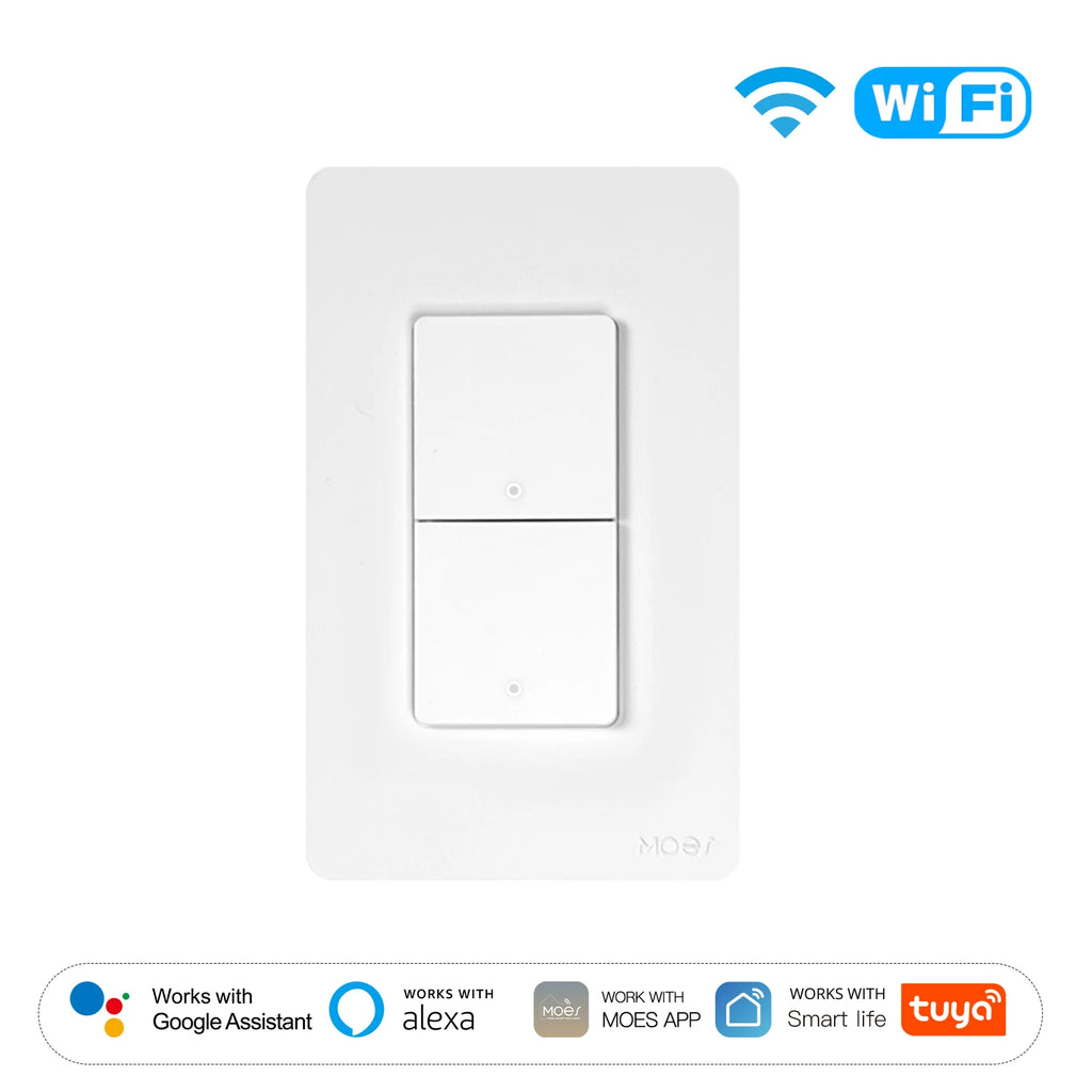 Smart Wi-Fi Wall Switch | App Controlled Light Switch | 1-4 Gang Tidesmit 2 Gang Tidesmit