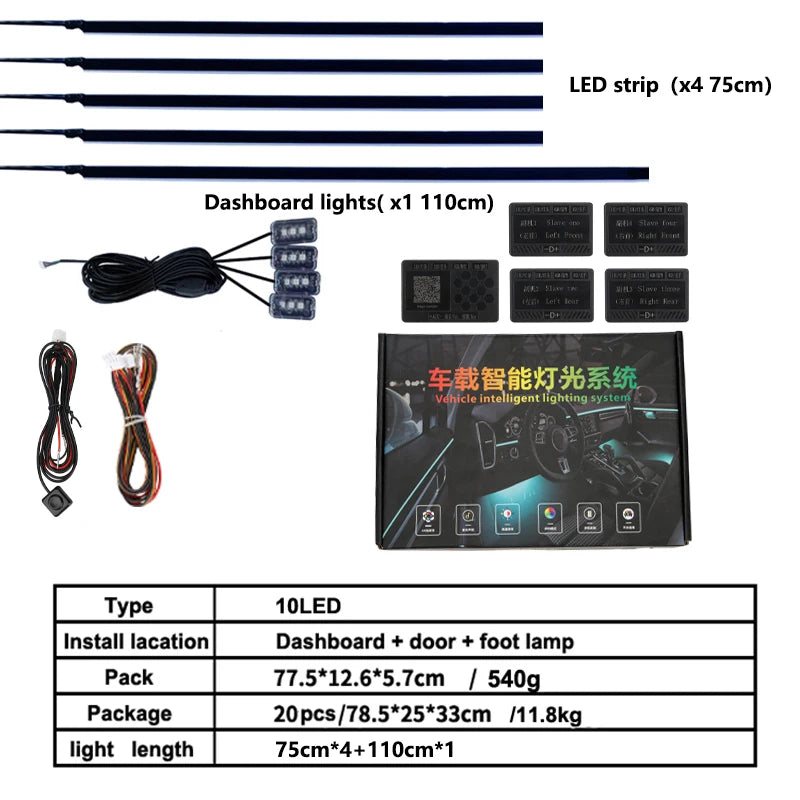Car Ambient Lighting Kit | 213 Color LED Strip Interior by Tidesmit Tidesmit