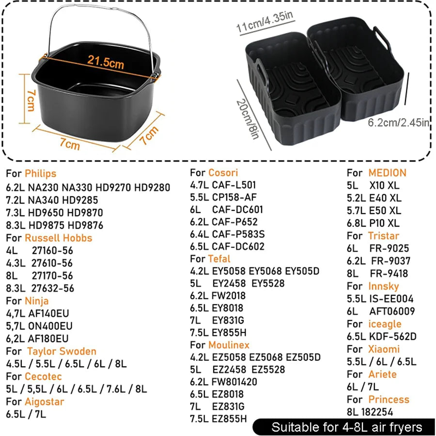 Air Fryer Accessories for COSORI 5.5L/6L/6.2L/6.4L, for Ninja AF180EU 6.2L Air Fryer Accessories Grill Rack Air Fryer Accesorios